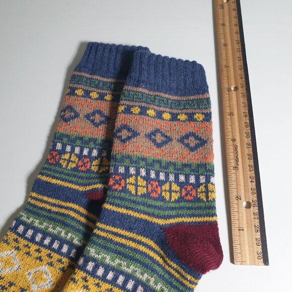 Patterned Multicolor Men Knit Socks Poly Blend Warm Winter Accessory Casual Gift - Picture 3 of 4